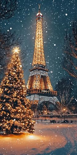 5D DIY Diamond Painting Kits for Adults, Eiffelturm im Winter Vollbohrer Diamant Bilder mit Zubehör für Anfänger, Strass Kristall Stickerei Leinwand Kinder Erwachsene Dekorationen 50x130cm C2 von Sepwougg