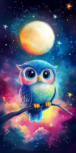 5D DIY Diamond Painting Kits for Adults, Farbige Eule Vollbohrer Diamant Bilder mit Zubehör für Anfänger, Strass Kristall Stickerei Leinwand nach Zahlen für Kinder Erwachsene Dekorationen 30x40cm C60 von Sepwougg
