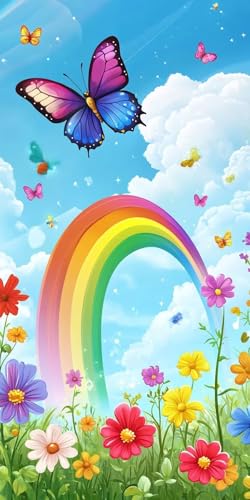 5D DIY Diamond Painting Kits for Adults, Regenbogen Schmetterling Vollbohrer Diamant Bilder mit Zubehör für Anfänger, Strass Kristall Stickerei Leinwand Kinder Erwachsene Dekorationen 70x90cm C31 von Sepwougg