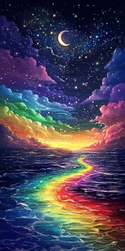 5D DIY Diamond Painting Kits for Adults, Regenbogen Sternenhimmel Vollbohrer Diamant Bilder mit Zubehör für Anfänger, Strass Kristall Stickerei Leinwand Kinder Erwachsene Dekorationen 40x70cm C38 von Sepwougg