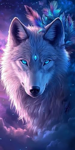 Sepwougg 5D DIY Diamond Painting Kits for Adults, Der weiße Wolf Vollbohrer Diamant Bilder mit Zubehör für Anfänger, Strass Kristall Stickerei Leinwand Kinder Erwachsene Dekorationen 30x40cm C19 von Sepwougg