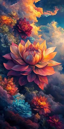 Sepwougg 5D DIY Diamond Painting Kits for Adults, Farbige Blumen Vollbohrer Diamant Bilder mit Zubehör für Anfänger, Strass Kristall Stickerei Leinwand Kinder Erwachsene Dekorationen 50x130cm C48 von Sepwougg