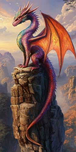 Sepwougg 5D DIY Diamond Painting Kits for Adults, Farbiger Drache Vollbohrer Diamant Bilder mit Zubehör für Anfänger, Strass Kristall Stickerei Leinwand Kinder Erwachsene Dekorationen 90x120cm C57 von Sepwougg