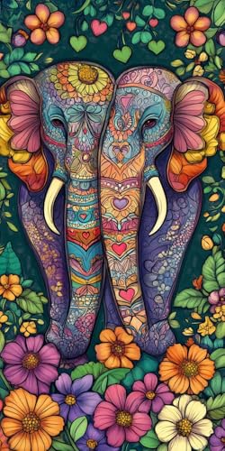 Sepwougg 5D DIY Diamond Painting Kits for Adults, Farbiger Elefant Vollbohrer Diamant Bilder mit Zubehör für Anfänger, Strass Kristall Stickerei Leinwand Kinder Erwachsene Dekorationen 40x70cm C46 von Sepwougg