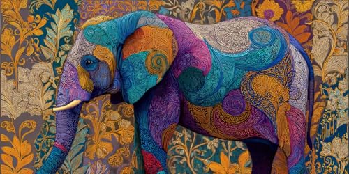 Sepwougg 5D DIY Diamond Painting Kits for Adults, Farbiger Elefant Vollbohrer Diamant Bilder mit Zubehör für Anfänger, Strass Kristall Stickerei Leinwand Kinder Erwachsene Dekorationen 70x90cm C45 von Sepwougg