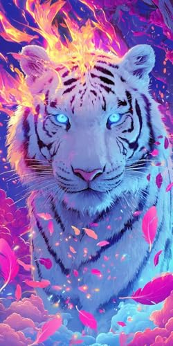 Sepwougg 5D DIY Diamond Painting Kits for Adults, Farbiger Tiger Vollbohrer Diamant Bilder mit Zubehör für Anfänger, Strass Kristall Stickerei Leinwand Kinder Erwachsene Dekorationen 90x120cm C55 von Sepwougg