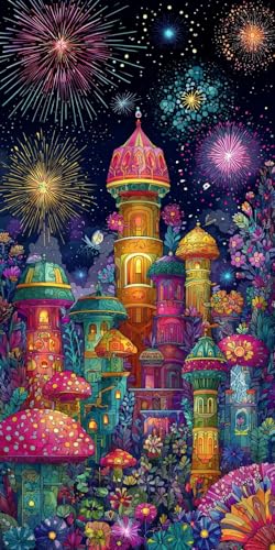 Sepwougg 5D DIY Diamond Painting Kits for Adults, Farbiges Schloss Vollbohrer Diamant Bilder mit Zubehör für Anfänger, Strass Kristall Stickerei Leinwand Kinder Erwachsene Dekorationen 60x80cm C42 von Sepwougg