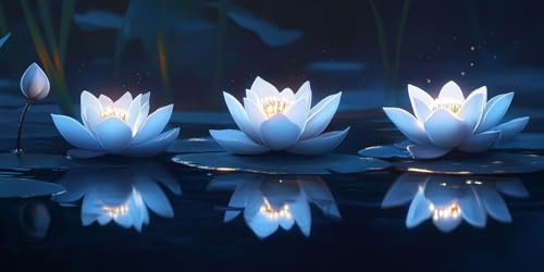 Sepwougg 5D DIY Diamond Painting Kits for Adults, Teich Blumen Vollbohrer Diamant Bilder mit Zubehör für Anfänger, Strass Kristall Stickerei Leinwand Kinder Erwachsene Dekorationen 100x150cm C95 von Sepwougg