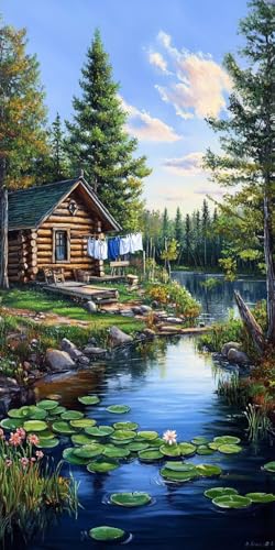 Sepwougg 5D DIY Diamond Painting Kits for Adults, Teich Holzhaus Vollbohrer Diamant Bilder mit Zubehör für Anfänger, Strass Kristall Stickerei Leinwand Kinder Erwachsene Dekorationen 100x150cm C97 Sepwougg 5D DIY Diamond Painting Kits for Adults, Teich Holzhaus Vollbohrer Diamant Bilder mit Zubehör für Anfänger, Strass Kristall Stickerei Leinwand Kinder Erwachsene Dekorationen 100x150cm C97 von Sepwougg