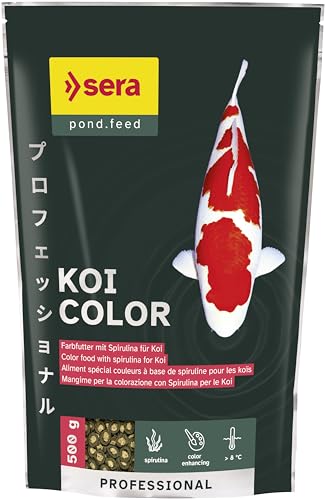 sera KOI Professional Spirulina Farbfutter 500 g | Koi-Fischfutter für perfekte Farben | Für Temperaturen über 8°C | Unterstützt das Wachstum von Kois | Geringere Wasserbelastung | Weniger Algen von sera
