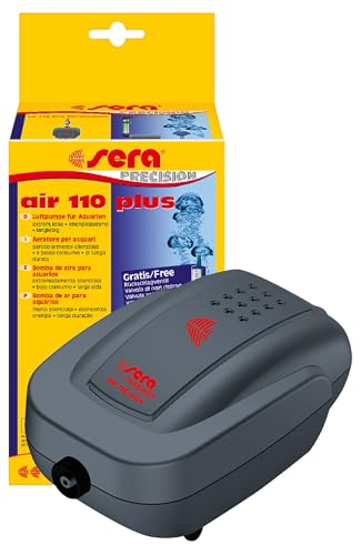 sera air 110 Plus Luftpumpe | 110 Liter/Stunde mit 1 Anschluss | Leise & langlebig | Modulsystem mit Rückschlagventil | Ideal für Sauerstoffanreicherung & Dekorationselemente von sera
