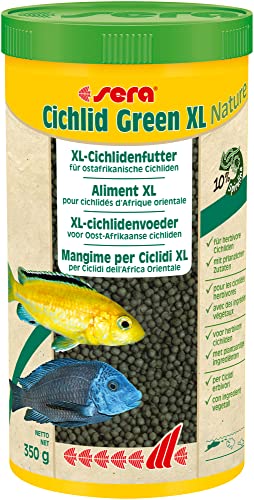 sera Cichlid Green XL Nature 1000 ml (350 g) - Hauptfutter mit 10 % Spirulina für größere herbivore Cichliden, Futter für Malawi von sera