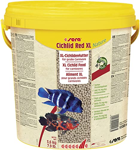 sera Cichlid Red XL Nature 10 L (3,6 kg) - Hauptfutter für größere carnivore Cichliden, Futter für Malawi & Tanganjika von sera