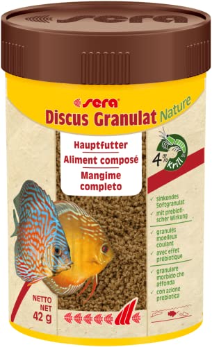 sera Discus Granulat Nature 100 ml (42 g) - Hauptfutter für alle Diskusfische, Futter für Diskus von sera