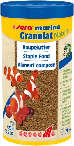 sera marine Granulat Nature 1l bzw. 1000 ml - Hauptfutter aus Granulat für Meerwasserfische, Meerwasser Futter mit hoher Verwertbarkeit und somit weniger Algen von sera