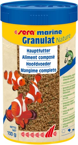 sera marine Granulat Nature 250 ml - Hauptfutter aus Granulat für Meerwasserfische, Meerwasser Futter mit hoher Verwertbarkeit und somit weniger Algen von sera