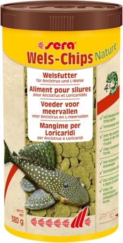 sera Welsfutter Nature 1000 ml | Formstabile Chips für den gesunden Wels | Hohe Futterverwertbarkeit | Futter für Zierfische | Fischfutter Made in Germany von sera
