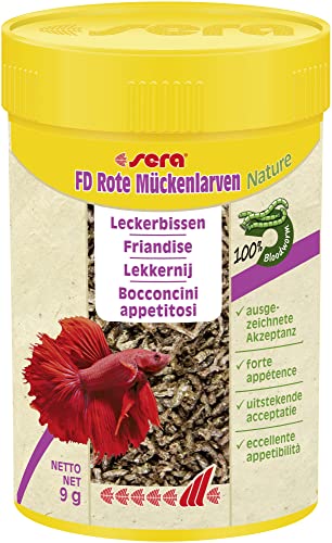 sera FD Rote Mückenlarven Nature 100 ml - Der Leckerbissen für Jungfische und Feinschmecker - Fischfutter fürs Aquarium mit sehr hoher Verwertbarkeit, somit weniger Algen von sera