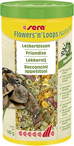sera Flowers and Loops Nature 1000 ml (140 g) - Leckere Blüten für eine artgerechte Abwechslung, Landschildkröten Futter von sera