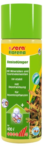 sera florena 100 ml flüssiger Basisdünger für prächtige Wasserpflanzen im Aquarium, mit Mineralien und Spurenelementen, UV-stabil, Dünger für Aquarienpflanzen von Sera