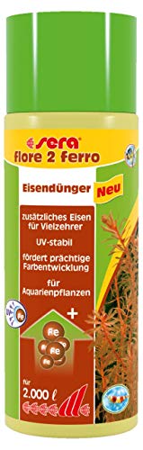 sera flore 2 ferro 500 ml - Eisendünger für prächtige Farbentwicklung Systempflege Zusätzliches Eisen für Vielzehrer UV-stabil Für prächtige Aquarienpflanzen, Dünger für Wasserpflanzen von sera