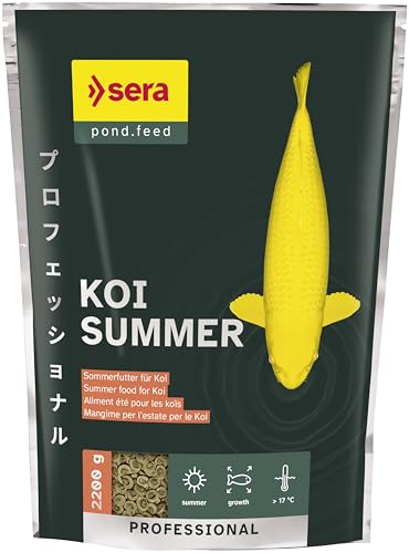 sera Koi Professional Sommerfutter 2,2 kg - Koifutter mit der Extraportion Energie bei Temperaturen über 17°C, Futter mit sehr hoher Verwertung, geringere Wasserbelastung & damit weniger Algen von sera