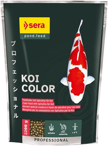 sera KOI Professional Spirulina Farbfutter 2200 g | Koi-Fischfutter für perfekte Farben | Für Temperaturen über 8°C | Unterstützt das Wachstum von Kois | Geringere Wasserbelastung | Weniger Algen von sera