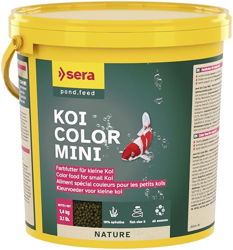 sera (07053) Koi Color Nature Mini 3,8 Ltr. EIN natürliches Farbfutter mit 10% Spirulina für farbenprächtige Koi bis 12 cm, Koi Futter ohne Farb- & Konservierungsstoffe von sera