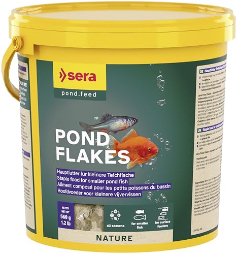 sera 07075 Pond Flakes Nature 3,8 Ltr. - das Lange schwimmende Flockenfutter für kleinere Teichfische, Teichfutter BZW. Goldfischfutter von sera