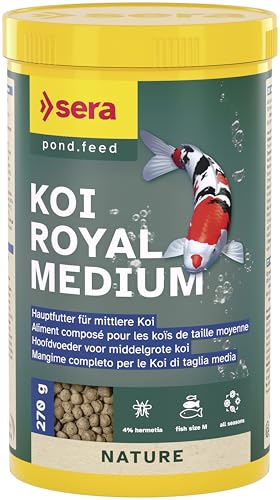 sera 07115 Koi Royal Nature Medium (4 mm) 1000 ml - Hauptfutter BZW. Koifutter für EIN ausgewogenes Wachstum von Koi zwischen 12 und 25 cm, Futter ohne Farb- & Konservierungsstoffe von sera