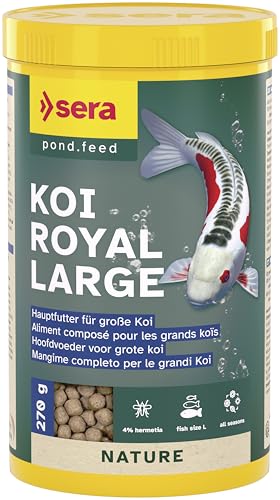 sera 07125 Koi Royal Nature Large (6 mm) 1000 ml - Hauptfutter BZW. Koifutter für EIN langes, gesundes Koileben von Koi ab 25 cm, Futter ohne Farb- & Konservierungsstoffe von sera