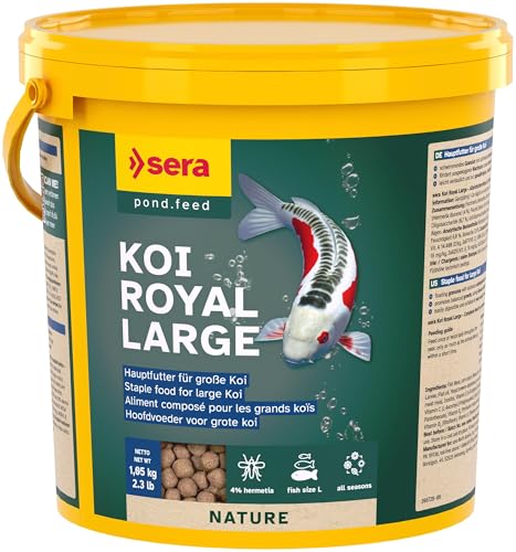 sera 07126 Koi Royal Nature Large (6 mm) 3,8 Liter - Hauptfutter BZW. Koifutter für EIN langes, gesundes Koileben von Koi ab 25 cm, Futter ohne Farb- & Konservierungsstoffe von sera