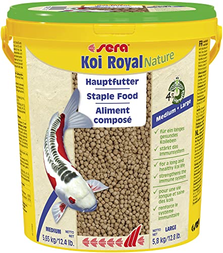 sera 07130 Koi Royal Nature Large (6 mm) 21 Liter - Hauptfutter bzw. Koifutter für ein langes, gesundes Koileben von Koi ab 25 cm, Futter ohne Farb- & Konservierungsstoffe von sera