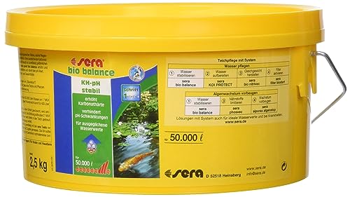 sera pond bio balance 2,2 Liter (2,5 kg) Grundpflegemittel zur sicheren Stabilisierung der Wasserwerte im Teich - verhindert pH-Wert-Schwankungen, Zur sicheren Erhöhung und Stabilisierung von KH & GH von sera