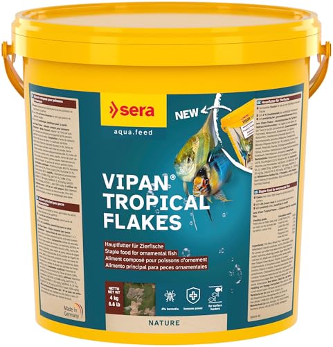 sera Vipan Flakes 21 L (4 kg) | Fischfutter für an der Wasseroberfläche fressende Zierfische | Ohne Farb- und Konservierungsstoffe | Für gesundes Wachstum & kräftige Entwicklung von sera