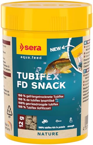 sera FD Tubifex Nature 100 ml (12 g) - Der proteinreiche Leckerbissen für zusätzliche Energie - Fischfutter fürs Aquarium mit sehr hoher Verwertbarkeit, somit weniger Algen, Panzerwelse buddeln gern danach von sera