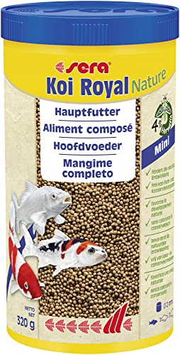 sera 07110 Koi Royal Nature Mini (2 mm) 1000 ml - Hauptfutter bzw. Koifutter für die optimale Entwicklung von Koi bis 12 cm, Futter ohne Farb- & Konservierungsstoffe von sera