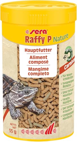 sera Raffy P Nature 250 ml | Wasserschildkröten Futter | Ausgewogene Nahrung für Schildkröten | enthält tierische und pflanzliche Inhaltsstoffe | Fischfutter Made in Germany von sera