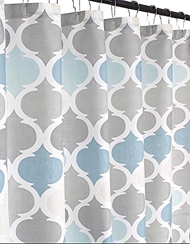 VCNY Home Universal Badezimmer Stoff Duschvorhang für Männer oder Frauen: gedeckte Blautöne und Grau (Conrad Multi) von Serafina Home