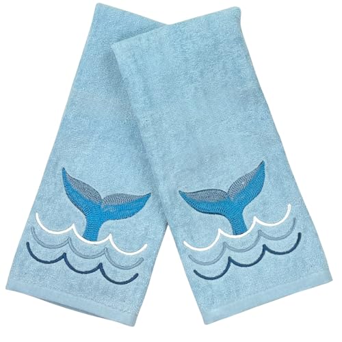Whale's Tail Badezimmer Handtuch 100% Baumwolle 2er Set 16x25 Sommer Strand Fisch Hütte Thema Bad Dekor von Serafina Home