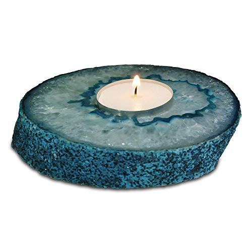 Serafino Luxuriöser Geschenk-Achat-Teelichthalter – Teelichter enthalten für Heimdekoration, Meditation, Kristall-Kerzenhalter, einzigartiges Ornament von Serafino