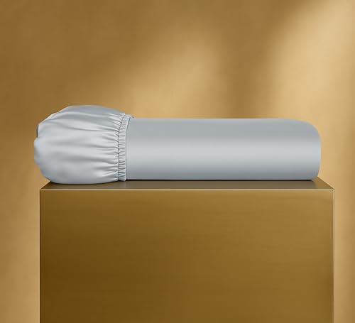 Seralino Baumwollsatin Spannbettlaken 140x200cm Baumwolle Grau Blau | hochwertiges Bettlaken 140x200cm (Matratze bis 30cm Höhe)| 100% Bio Baumwolle Leinentuch 140x200 | weiches Spannbetttuch 140x200 von Seralino