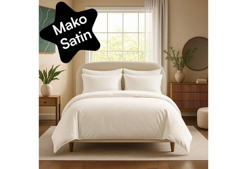 Seralino Bettwäsche Mako Satin Bettwäsche (100% Bio Baumwolle) mit Kissenbezug, 2 teilig, Fairtrade/ GOTS zertifiziert, uni Bettwäsche Set mit Reißverschluss von Seralino