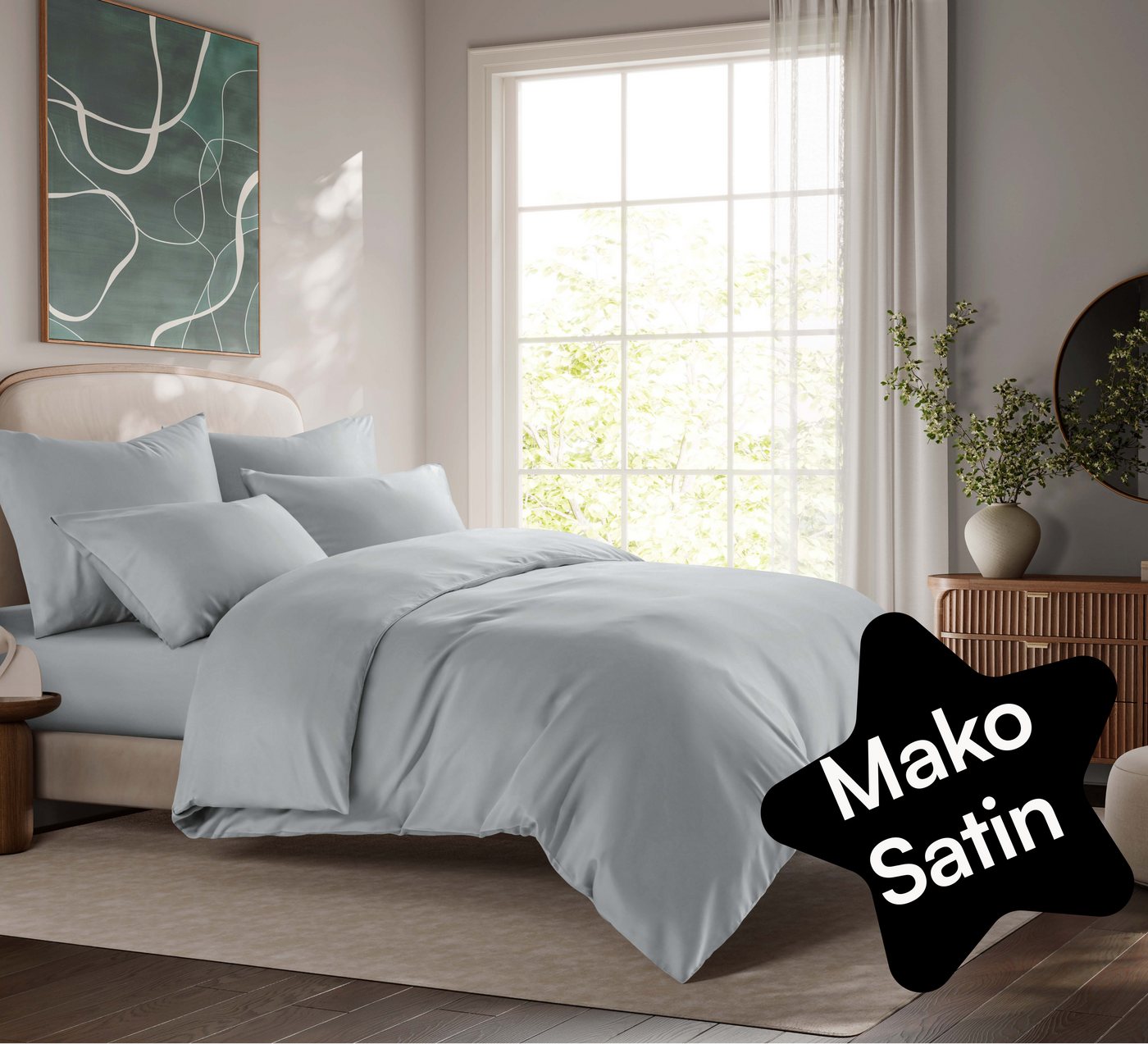 Seralino Bettwäsche Mako Satin Bettwäsche (100% Bio Baumwolle) mit Kissenbezug, 2 teilig, Fairtrade/ GOTS zertifiziert, uni Bettwäsche Set mit Reißverschluss von Seralino