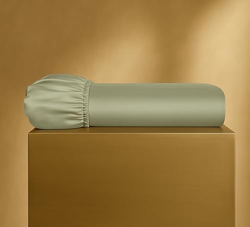Seralino Bio Spannbettlaken 200x200cm Baumwolle Grün | Satin Bettlaken 200x200cm Boxspringbett (bis 30cm Steghöhe)|100% Bio Baumwolle Leinentuch 200x200| besonders weiches Spannbetttuch 200x200 von Seralino