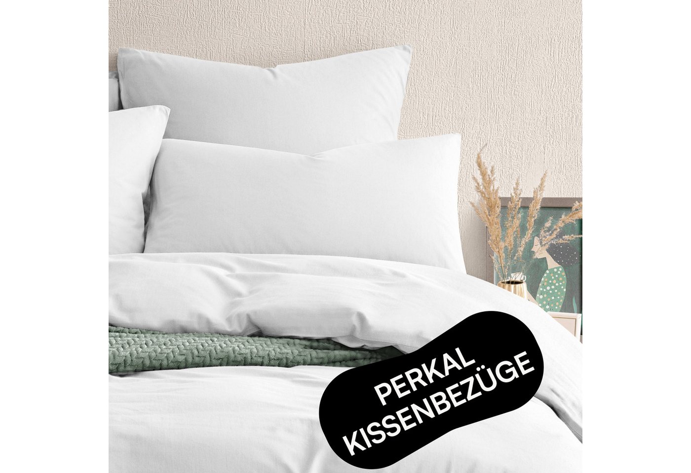 Seralino Kissenbezüge Perkal Kissenbezug (100% Baumwolle) weich angeraut, hautfreundlich, besonders weich & atmungsaktiv, BCI zertifiziert, mit Reißverschluss von Seralino