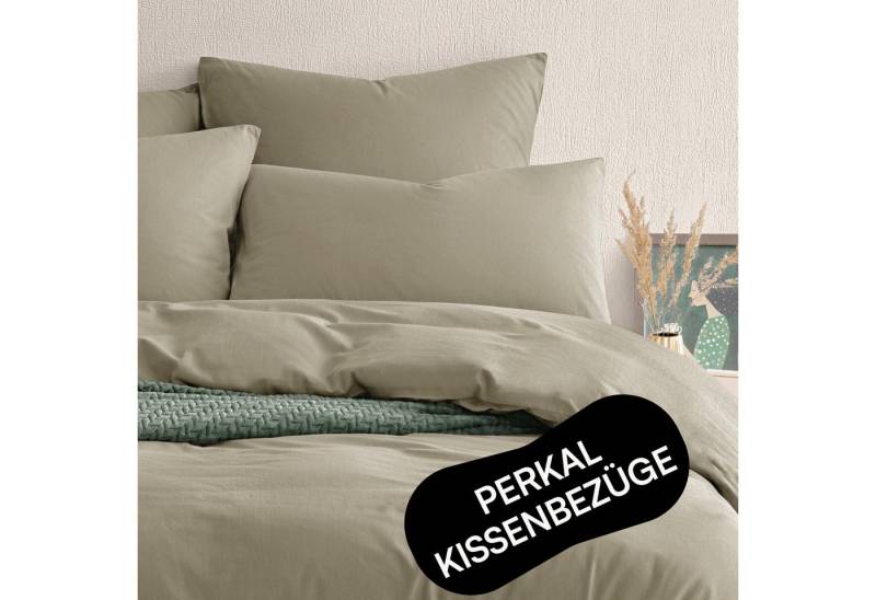 Seralino Kissenbezüge Perkal Kissenbezug (100% Baumwolle) weich angeraut, hautfreundlich, besonders weich & atmungsaktiv, BCI zertifiziert, mit Reißverschluss von Seralino