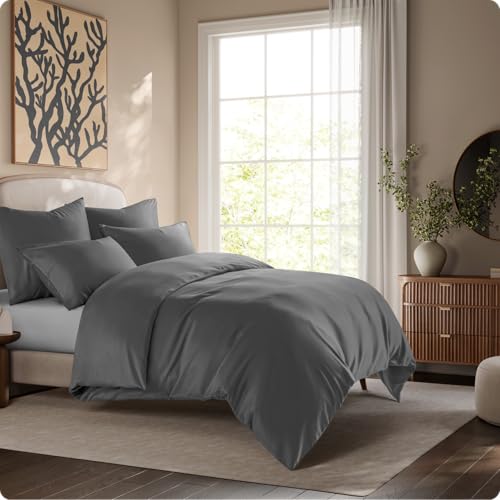 Seralino Lyocell Bettwäsche 155x220 Dunkelgrau + 80x80 cm Grau | 100% Lyocell (Tencel)| besonders weiche hochwertig | Reißverschluss | Oeko-Tex | für Allergiker geeignet| Atmungsaktiv gegen Schweiß von Seralino