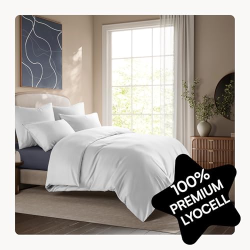 Seralino Lyocell Bettwäsche 155x220 Weiß + 80x80 cm | 100% Lyocell (Tencel) | besonders weiche hochwertig | Reißverschluss | Oeko-Tex | Eukalyptus Bettwäsche | Atmungsaktiv gegen Schweiß von Seralino