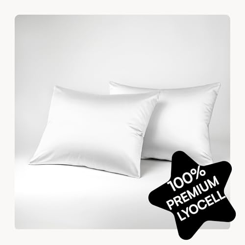 Seralino Lyocell Kissenbezug 40x80 Weiß (2er Set)| 100% Lyocell Kopfkissenbezug 40x80 (Tencel) | weiche hochwertige Kissenhülle | Reißverschluss | Oeko-Tex | Atmungsaktiv | Allergiker Kissenbezüge von Seralino